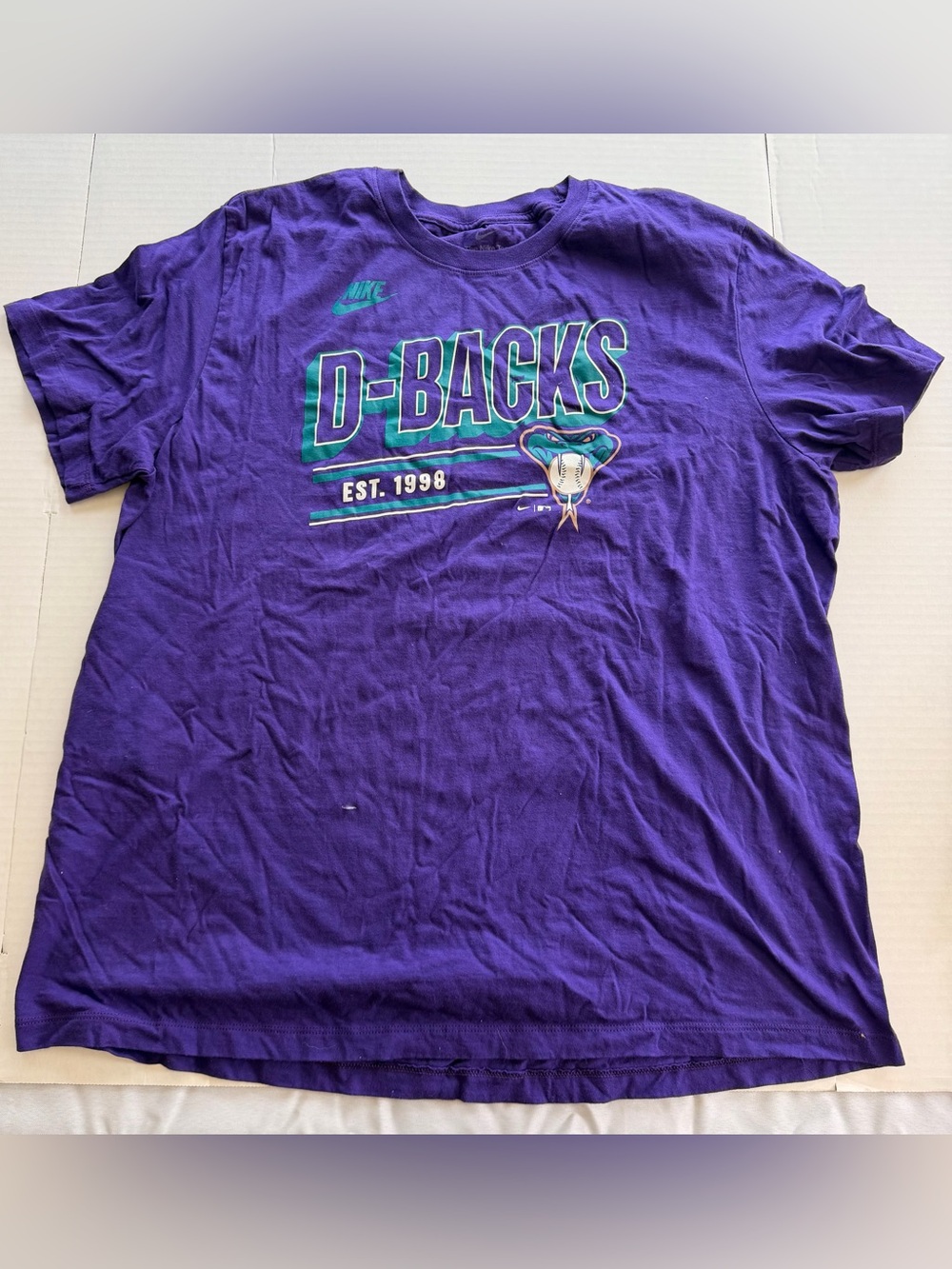 Nike Arizona Diamondbacks Shirt Mens  XXL Purple D-Backs EST 1998 MLB Tee